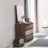 Modern Shaped Mirror in Walnut with Beveled Mirror Modigliani